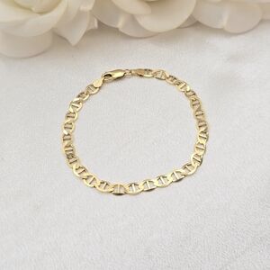 Solid 14k Gold Mariner Chain - 5MM - 7.5 Inches